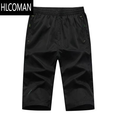 HLCOMAN夏季宽松休闲运动大码七分裤男士短裤速干薄款7分沙滩裤中裤夏天
