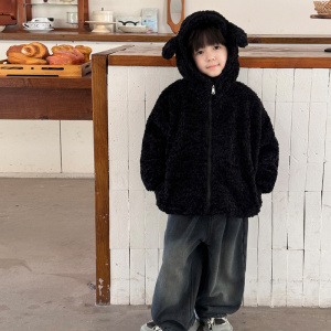 童酷儿童冬款湖州织里童装加厚保暖毛毛衣立体耳朵男童外套潮