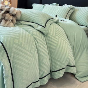 冬季保暖A类母婴奶绒四件套双面加厚防静电被套加绒床上用品