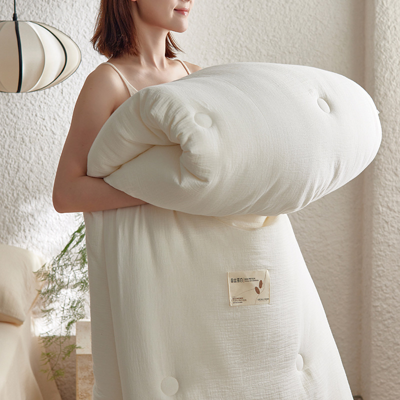 A类母婴级全棉蚕丝蛋白被纯棉春秋被冬被拉链款二合一加厚子母被