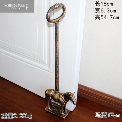 可莉允铸铁艺门卡小狗顶门器免打孔防撞安全创意门挡阻门器防风门塞马手提门档古铜色安全门卡