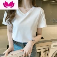 七斓白色t恤女短袖夏季2023新款宽松薄款打底衫内搭纯色显瘦上衣