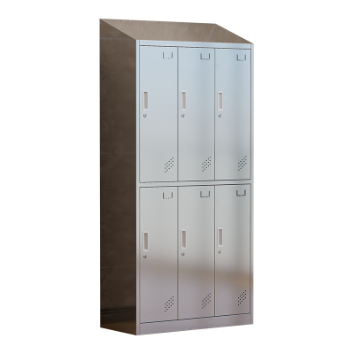 臻远 ZY4111407 201 不锈钢斜顶更衣柜员工宿舍储物柜 六门更衣柜