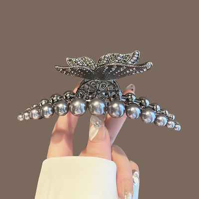 高级感珍珠抓夹女2024新款后脑勺盘发鲨鱼夹子头饰大号气质发卡送女朋友老婆情人节七夕生日礼物