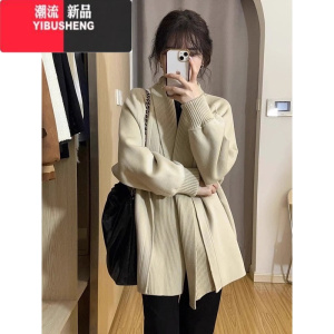 YIBUSHENG港味复古chic毛衣外套女季2023新款秋装日系慵懒复古针织开衫