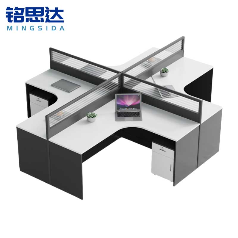 铭思达屏风办公桌十字型四人位含柜套