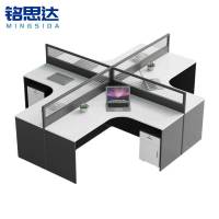 铭思达屏风办公桌十字型四人位含柜套