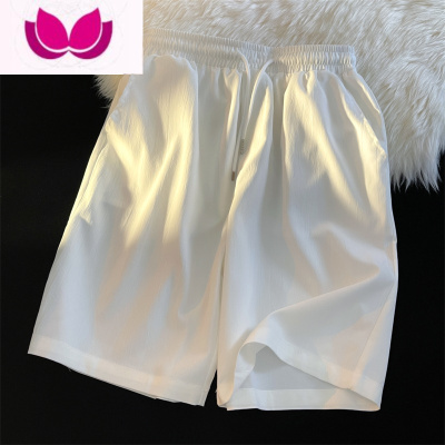 七斓美式薄荷绿短裤男款夏季冰丝褶皱凉凉裤情侣居家睡裤六分大裤衩子