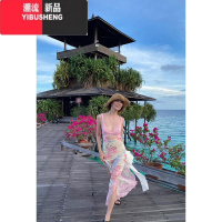 YIBUSHENGYOZO STUDIO/囍番 纯欲辣妹风网纱拼接连衣裙女露背小众显瘦长裙