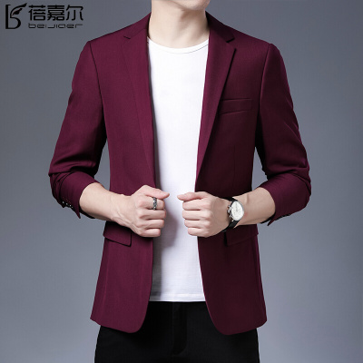蓓嘉尔品牌单西服男士西装外套男修身时尚绅士韩版潮流秋季中青年痞帅气休闲小西服男上衣