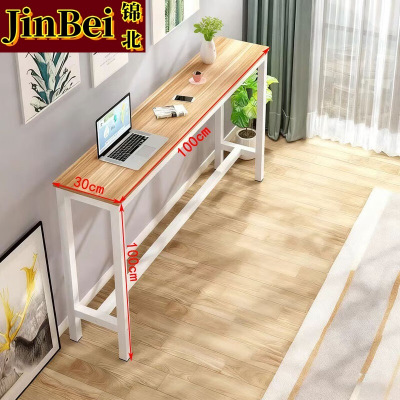 锦北家用吧台奶茶店高脚桌靠墙商用长条桌酒吧台桌椅组合100*30*100单桌