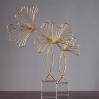 美帮汇创意银杏叶水晶摆件欧式轻样板房美式家居客厅电视柜软装饰品