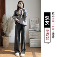 糯米裤女春秋新款垂坠感软糯高腰直筒慵懒风秋冬加绒阔腿裤子_595
