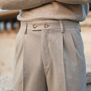 秋冬毛呢垂感西裤九分裤男士直筒休闲西裤男