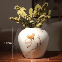 现代简约新中式景德镇陶瓷花瓶客厅电视柜插干花摆件家居装饰花器 三维工匠 莲花三件套(不含花)