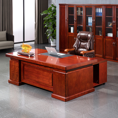 全简办公家具老板桌大班台办公桌经理桌油漆实木贴皮含侧柜