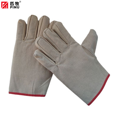 匹牧 PM-ST-G093 帆布手套 帆布工地建筑耐温 红边复合 12双/打 单位:双(单双不发货)