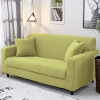 三人双人弹力全包萬能沙发套沙发套罩沙发垫通用全盖布艺 翠绿黄 L码(测量长度190-230cm适用,一般用于三人位沙发)