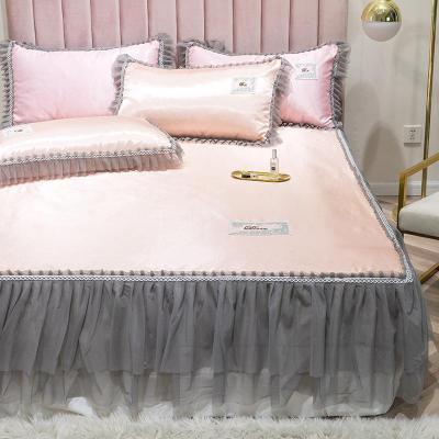 美帮汇冰丝凉席床裙款空调软席子三件套可水洗机洗折叠夏季1.5米1.8m2.0