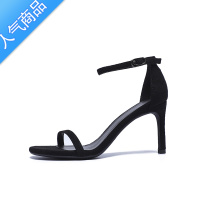 SUNTEK2023年春夏新款网红超火仙女风一字带露趾凉鞋细跟高跟鞋百搭女鞋