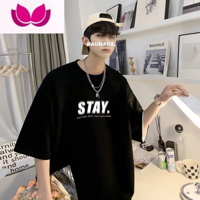 七斓短袖T恤男夏季新款美式情侣宽松上衣大码五分袖青少年体恤