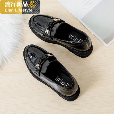 小皮鞋女英伦风春秋软底娃娃鞋百搭松糕鞋单鞋豆豆鞋内增高乐福鞋知义(ZHIYI)休闲鞋