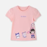 [1件3.5折价:26.25元]铅笔俱乐部2025夏季新品女小童T恤儿童圆领短袖宝宝卡通印花上衣