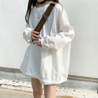 新款秋季韩版宽松大码纯色薄款长袖卫衣女装学生上衣服女