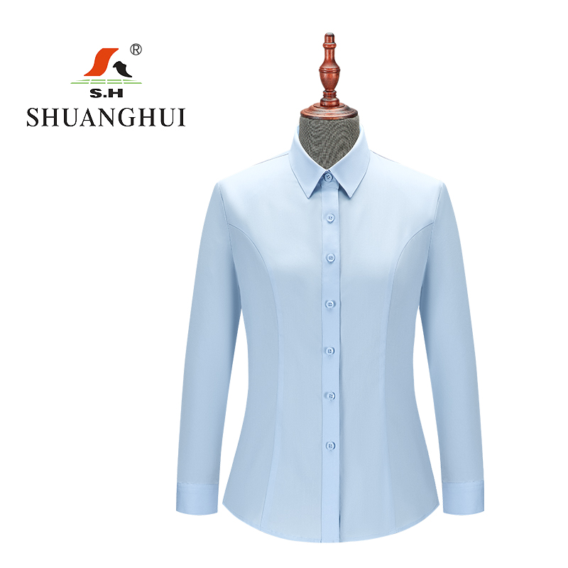 双惠女款长袖衬衫上衣SH8803-VC,面料100%棉,成衣免烫155-175