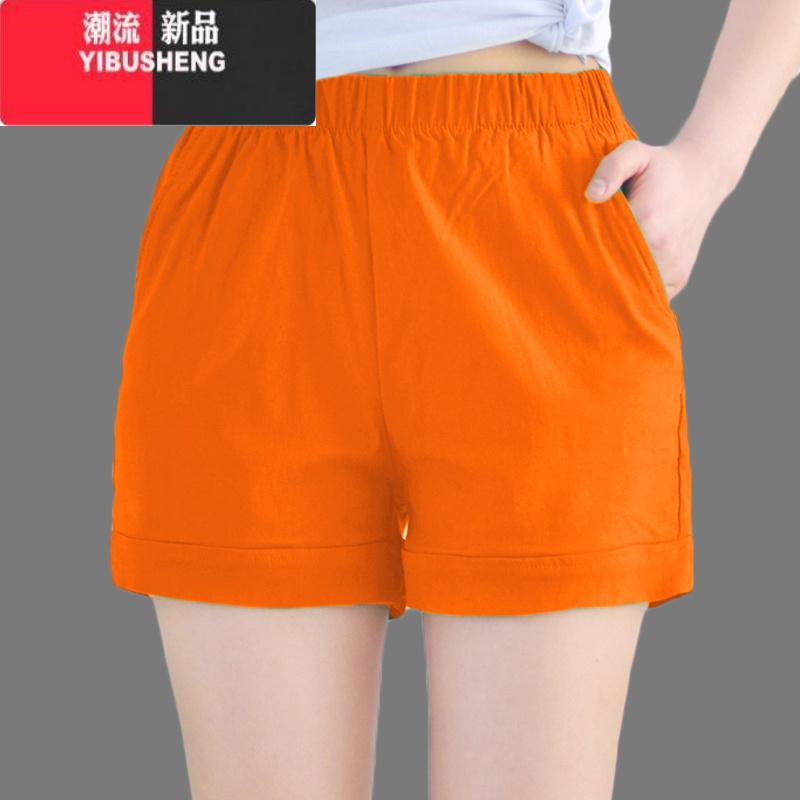 YIBUSHENG有特大码季妈妈装宽松高腰松紧腰中老年外穿休闲裤运动女短裤