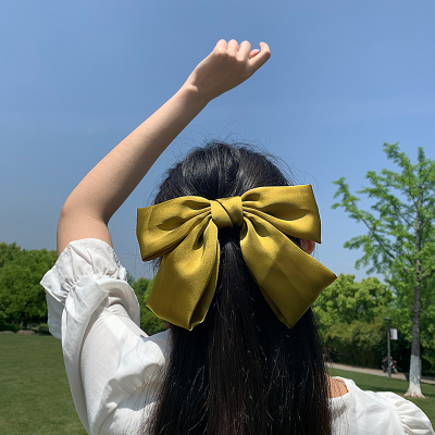 大蝴蝶结发夹网红2020年新款周扬青同款蝴蝶结洛滑头饰百搭发饰黄色蝴蝶结-发绳