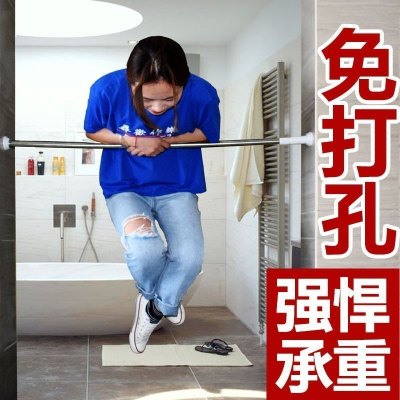 法耐(FANAI)晾衣杆浴室浴帘杆免打孔不锈钢晾衣架伸缩杆卧室衣柜杆窗帘杆毛巾架(加厚25管径)110-200CM三只装