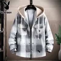花花公子春秋夹克男士2025新款青少年宽松潮流加厚连帽开衫外套
