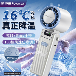 荣事达Royalstar USB羽白手持风扇FM-S120C 五档调速轻巧便携荣事达手持电风扇