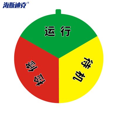 海斯迪克 HK0012 亚克力设备状态牌 圆形分区转盘 三分区 (待机 检修) 20cm