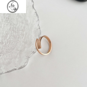 JiMi轻奢冷淡风戒指女开口可调节食指戒小众设计高级感简约玫瑰金指环