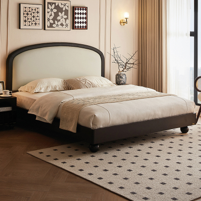 全友家居 床 双人床法式皮艺软包主卧室双人大床家用