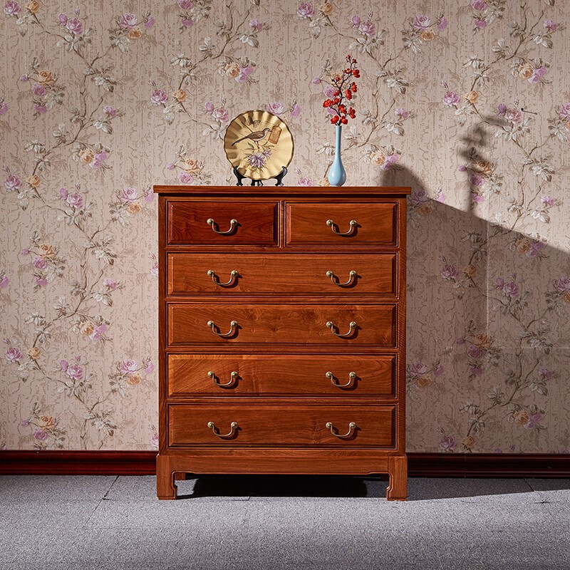 琪梦红木家具非洲花梨学名刺猬紫檀五斗柜花梨木五斗柜实木五斗橱柜储