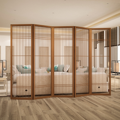 屏风会所饭店折叠移动玄关装饰格栏定制隔断挡煞_胡桃木单扇60x180cm