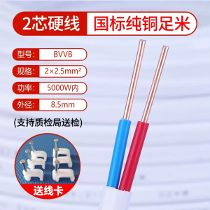 迅众 国标纯铜电线软线家用BVVB白色护套线2芯1.5 2.5 4 6平方双芯硬线