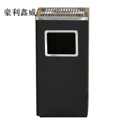 豪利鑫威不锈钢垃圾桶烟蒂柱灭烟桶带烟灰缸室外电梯口立式丽格长方形黑色
