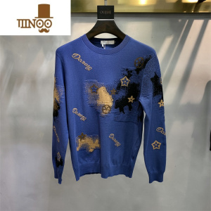 YANXU欧洲站新款个性提花潮流烫钻圆领毛衫ins网红长袖针织衫男