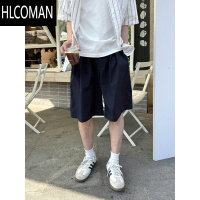 HLCOMAN藏青休闲工装短裤夏季2025新款男生五分裤子宽松潮流简约纯色