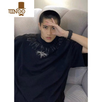 YANXU西海岸美式水洗260G短袖T恤男高街潮牌嘻哈手掌眼球圆领半袖