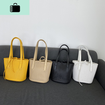 手工编织女包2020夏季新款高质感小众托特包绑带手提腋下包水桶包NEW LAKE女士单肩包