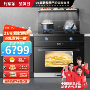 万家乐 集成灶蒸烤一体灶 21m³/min抽油烟机灶具套装烟灶联动 60L蒸烤一体机独立操控JJZT-KN61天然气