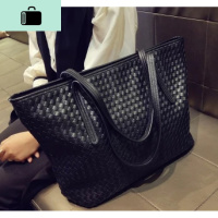 皮女包2020新款时尚女士编织大容量单肩手提包托特包简约大包包NEW LAKE 黑色