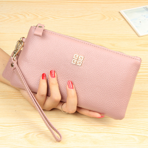 新款女式拉链欧美长款大钞位头层牛皮钱包钱夹真皮手拿包女