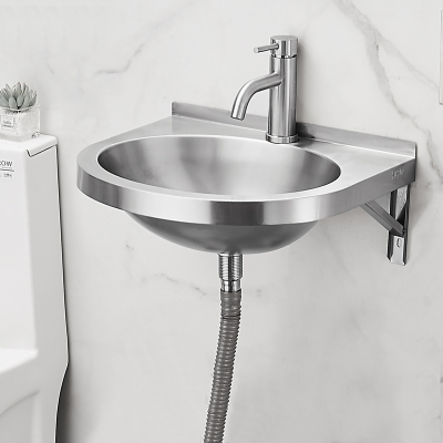 古达304不锈钢面盆家用小户型卫生间洗脸盆阳台挂墙式洗手盆台盆