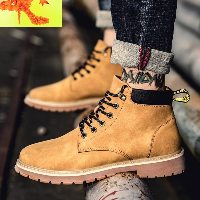 马丁靴男靴子中邦大靴高帮工装靴英伦风短靴子男鞋春季潮鞋简畅